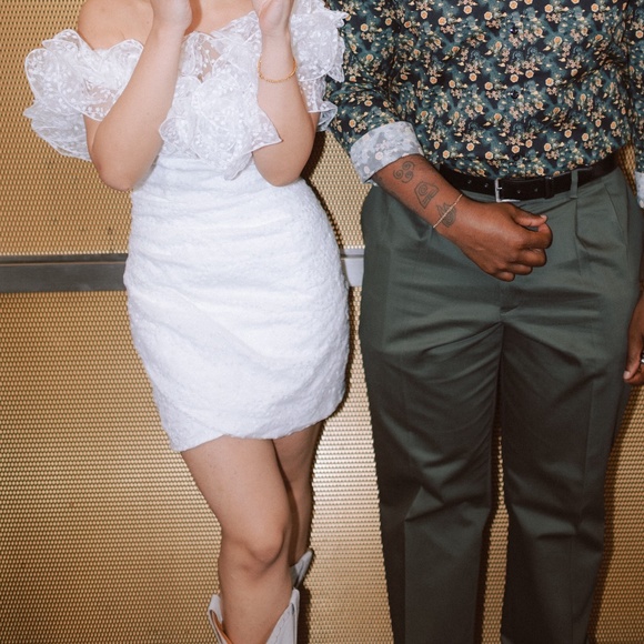 Lulus Angelic Trend White Embroidered Ruffled One-shoulder Mini Dress - Size XS - Picture 2 of 3